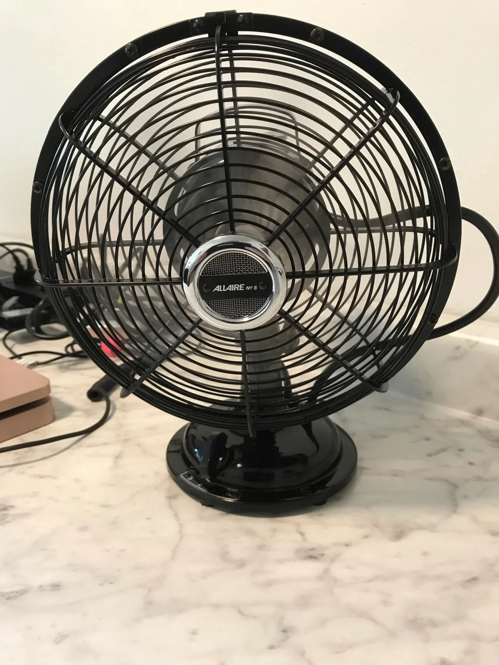 Restoration Hardware Allaire No 8 Black Small Tabletop Desktop Oscillating Fan